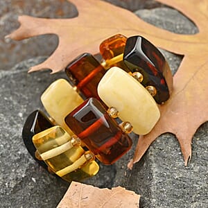 Multi Color Amber Beaded Stretch Ring
