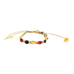Multi Color Amber Light Bracelet in Brown Thread (Adjustable)