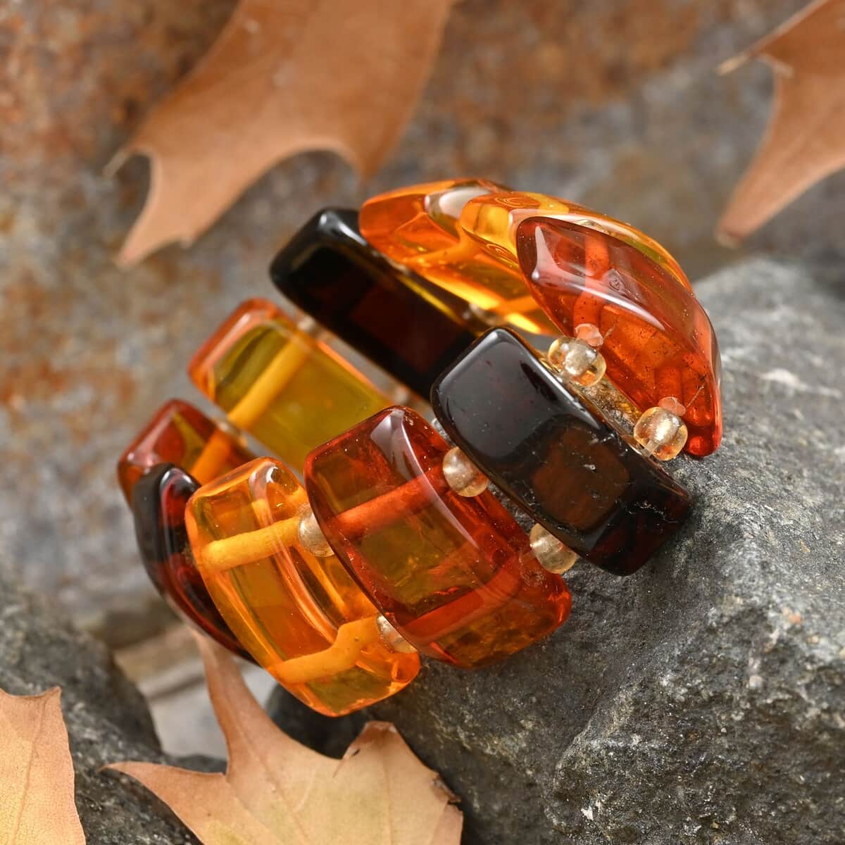 Multi Color Amber Light Bands Darker Shades Stretch Ring image number 1