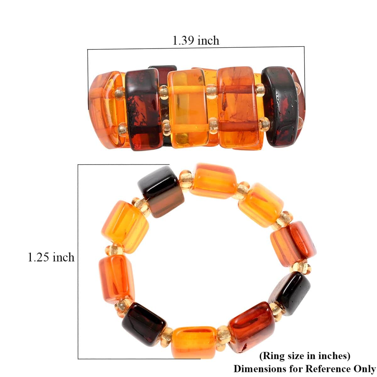 Multi Color Amber Light Bands Darker Shades Stretch Ring image number 4