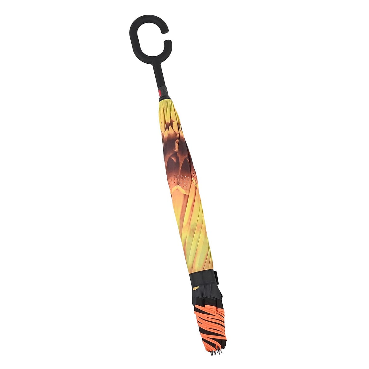 Reversible Umbrella with C Shaped Handle -Yellow Sunflower image number 2