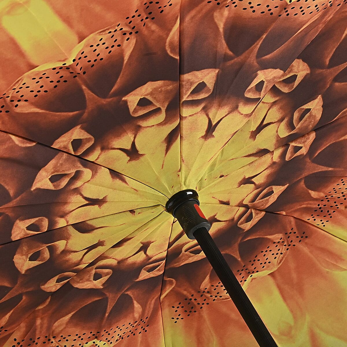 Reversible Umbrella with C Shaped Handle -Yellow Sunflower image number 6