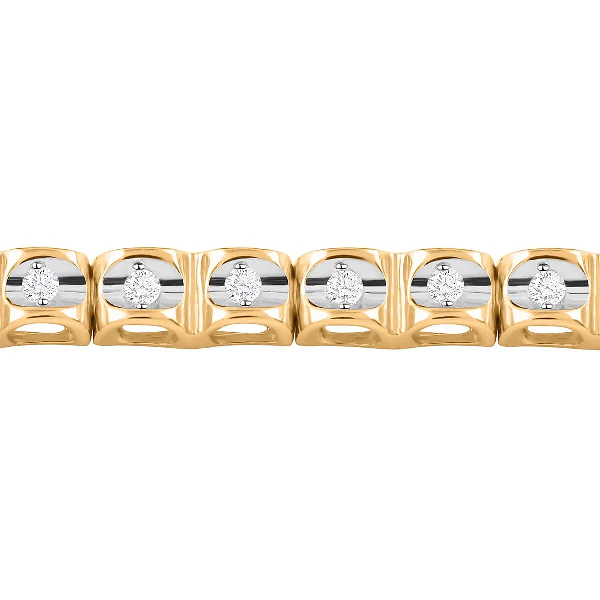 Diamond Bracelet , Diamond Tennis Bracelet , Tennis Bracelet , 14K Yellow Gold Over Sterling Silver Bracelet (7.50 In) 0.50 ctw