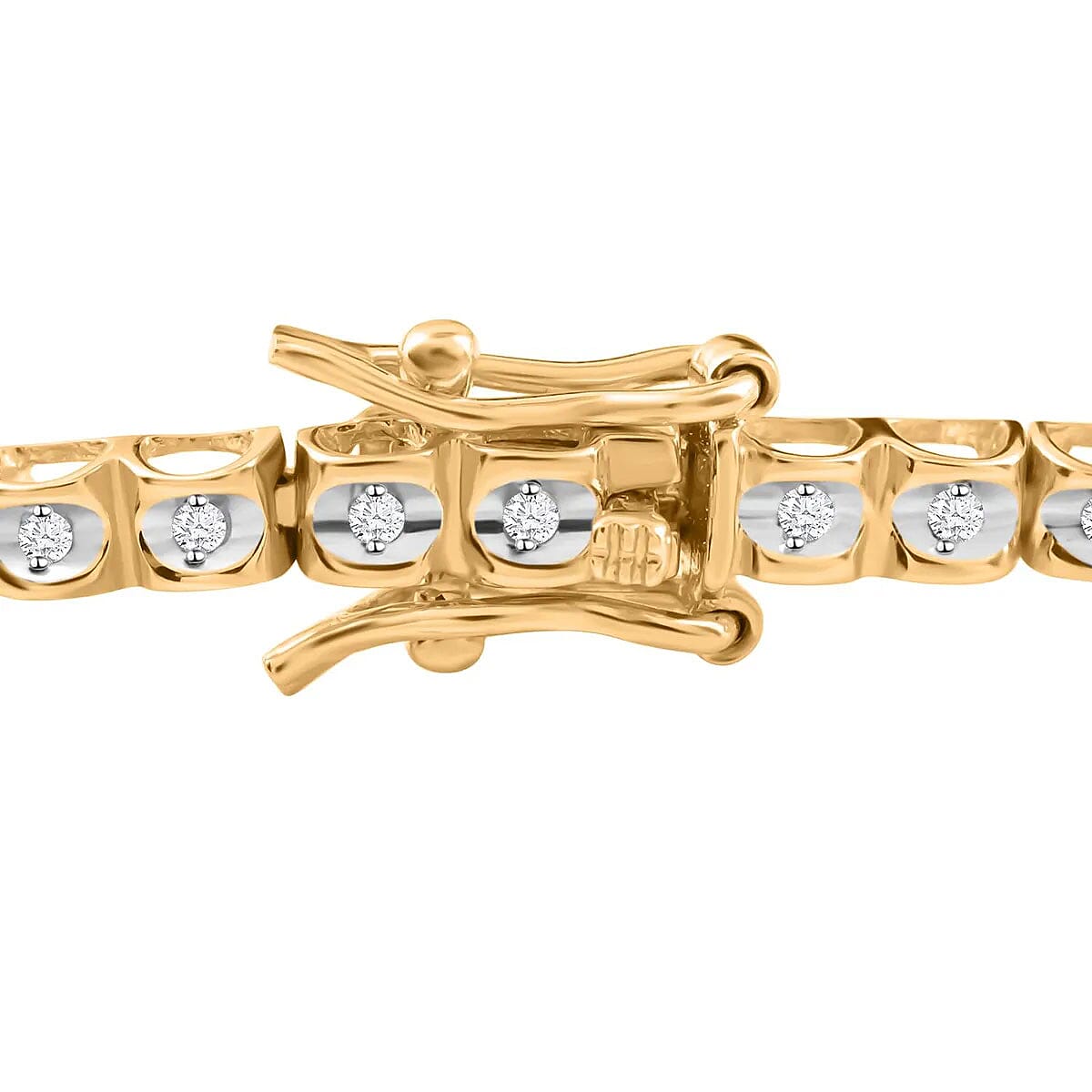 Diamond Bracelet , Diamond Tennis Bracelet , Tennis Bracelet , 14K Yellow Gold Over Sterling Silver Bracelet (7.50 In) 0.50 ctw