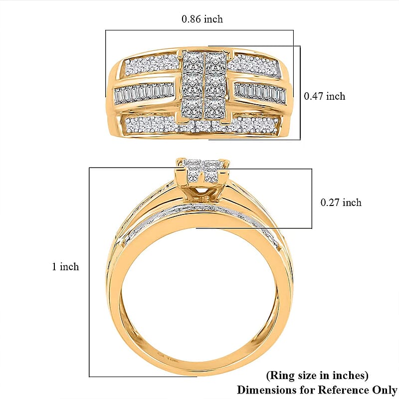 Diamond SI3-G 1.00 ctw Ring in 10K Yellow Gold (Size 10.0) 4.40 Grams