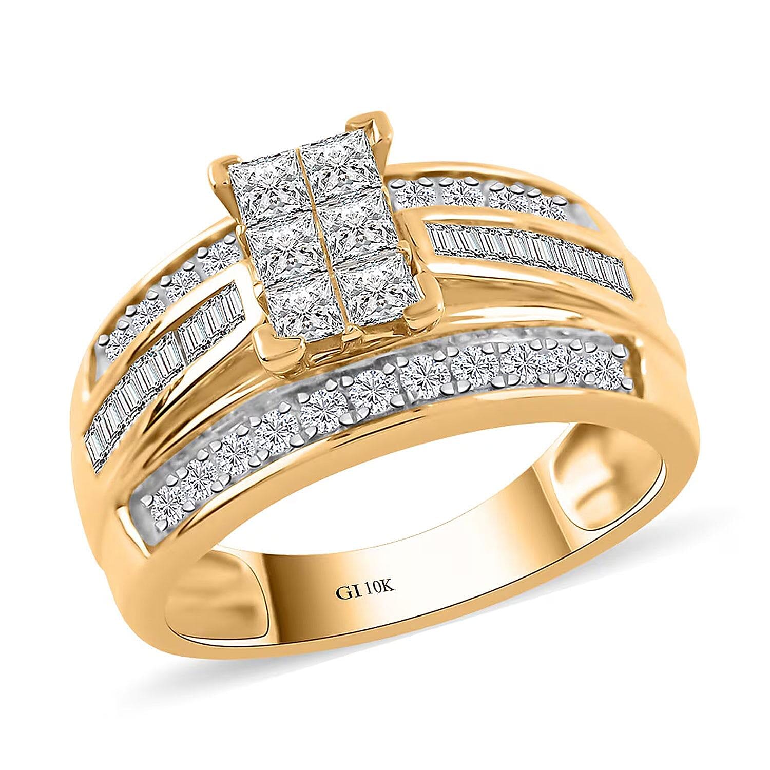 Diamond SI3-G 1.00 ctw Ring in 10K Yellow Gold (Size 5.0) 4.40 Grams