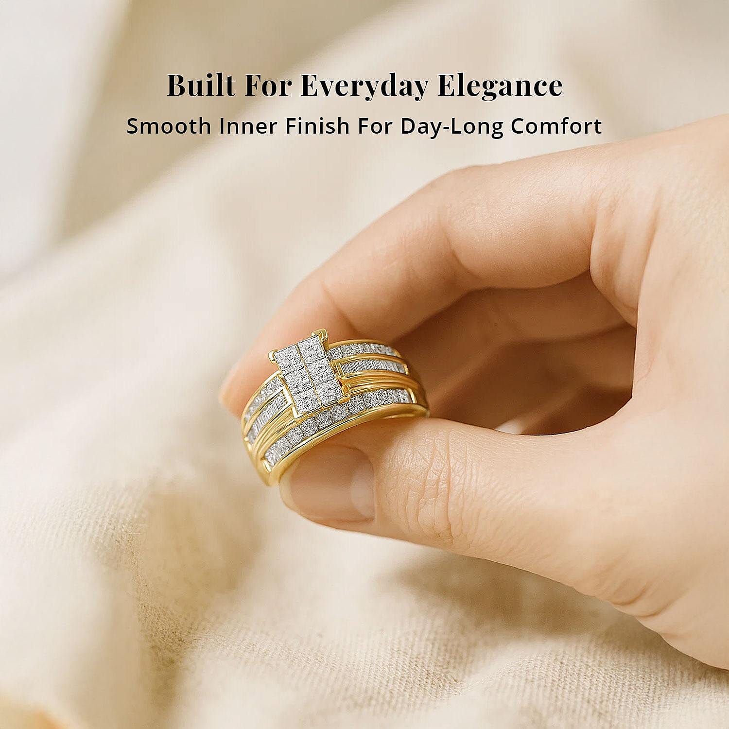 Diamond SI3-G 1.00 ctw Ring in 10K Yellow Gold (Size 5.0) 4.40 Grams