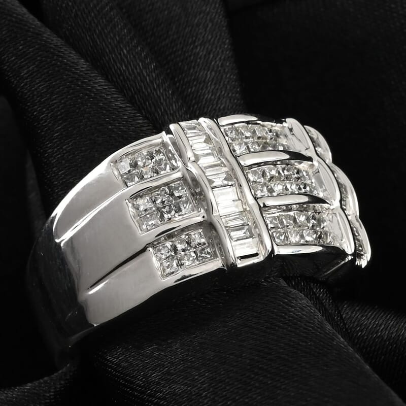 14K White Gold Diamond G-H I1 Ring (Size 10.0) 7.60 Grams 1.00 ctw