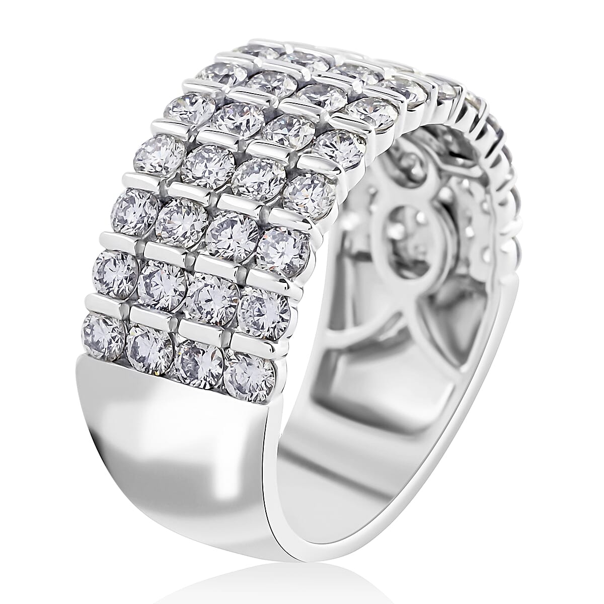 Ankur Treasure Chest Modani 950 Platinum Diamond G VS 4 Lines Ring (Size 6.0) 9 Grams 2.00 ctw image number 3