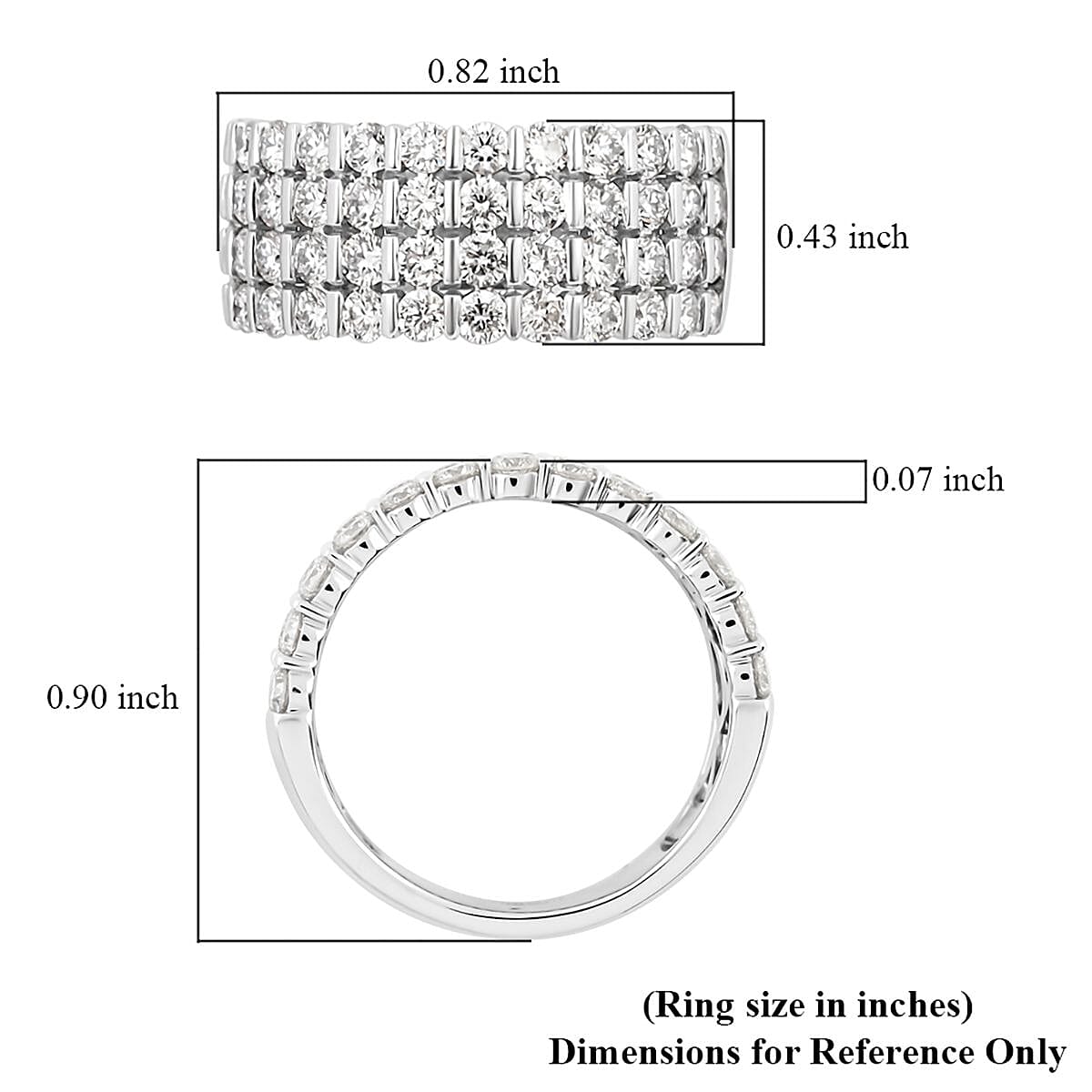 Ankur Treasure Chest Modani 950 Platinum Diamond G VS 4 Lines Ring (Size 6.0) 9 Grams 2.00 ctw image number 4