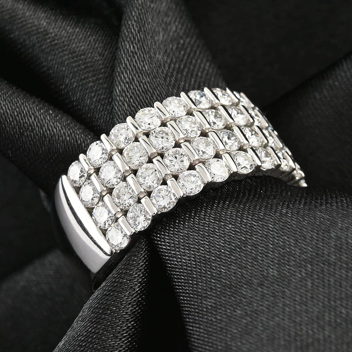 Ankur Treasure Chest Modani 950 Platinum Diamond G VS 4 Lines Ring (Size 7.0) 9 Grams 2.00 ctw image number 1