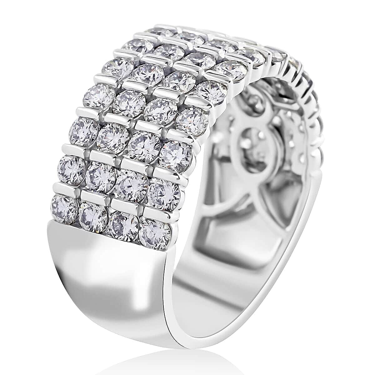 Ankur Treasure Chest Modani 950 Platinum Diamond G VS 4 Lines Ring (Size 7.0) 9 Grams 2.00 ctw image number 3