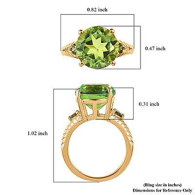 Karis Chartreuse Quartz (Triplet) and Simulated Green Diamond Ring in 18K Yellow Gold Plated (Size 5.0) 5.60 ctw
