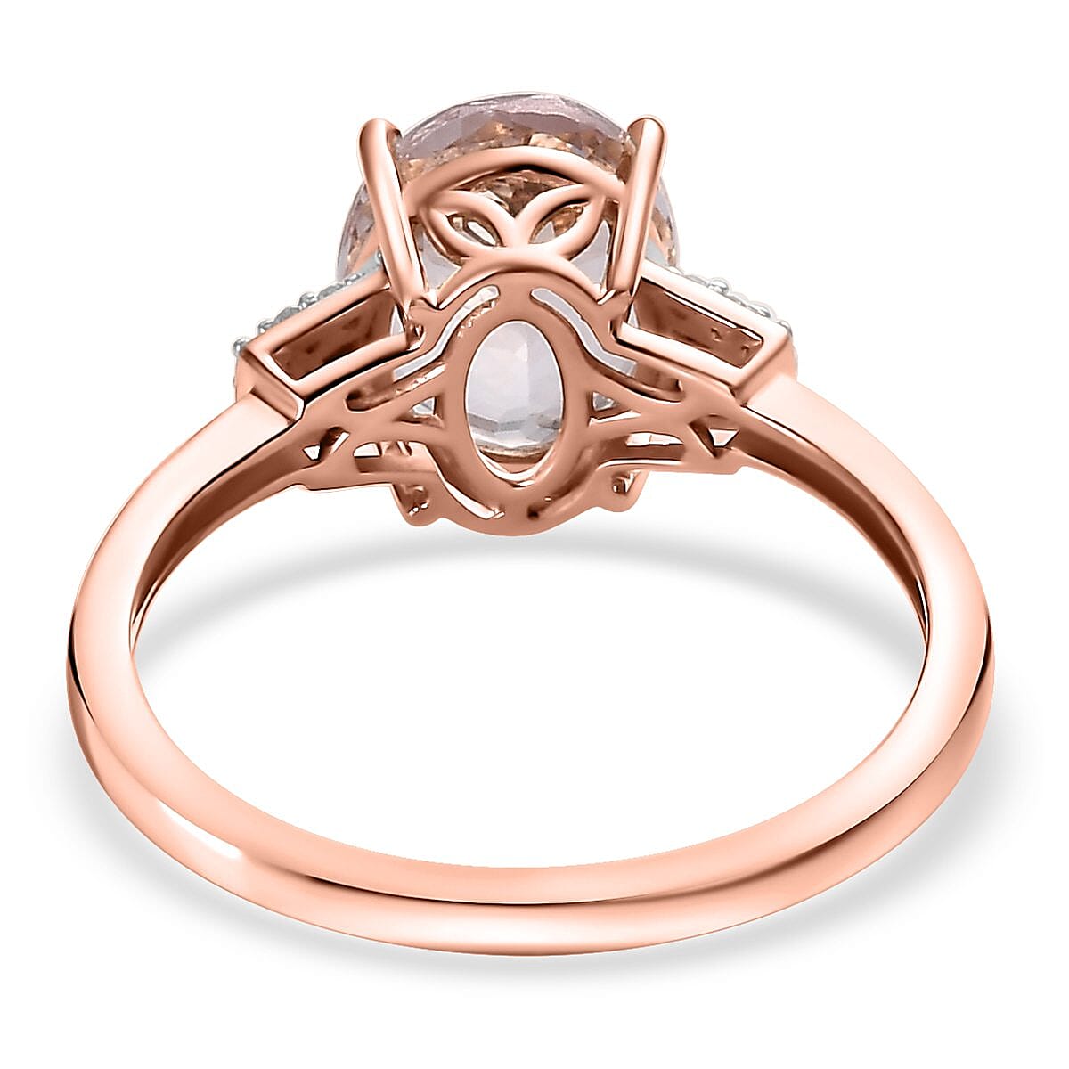 Luxoro 10K Rose Gold Premium Pink Morganite and G-H I3 Diamond Ring (Size 10.0) 2.35 ctw