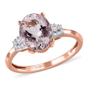 Luxoro 10K Rose Gold Premium Pink Morganite and G-H I3 Diamond Ring (Size 6.0) 2.35 ctw