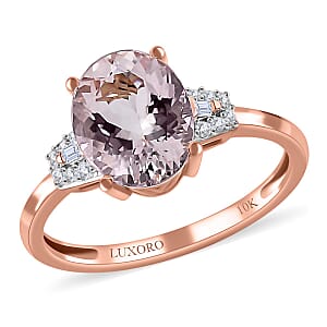 Luxoro 10K Rose Gold Premium Pink Morganite and G-H I3 Diamond Ring (Size 7.0) 2.35 ctw