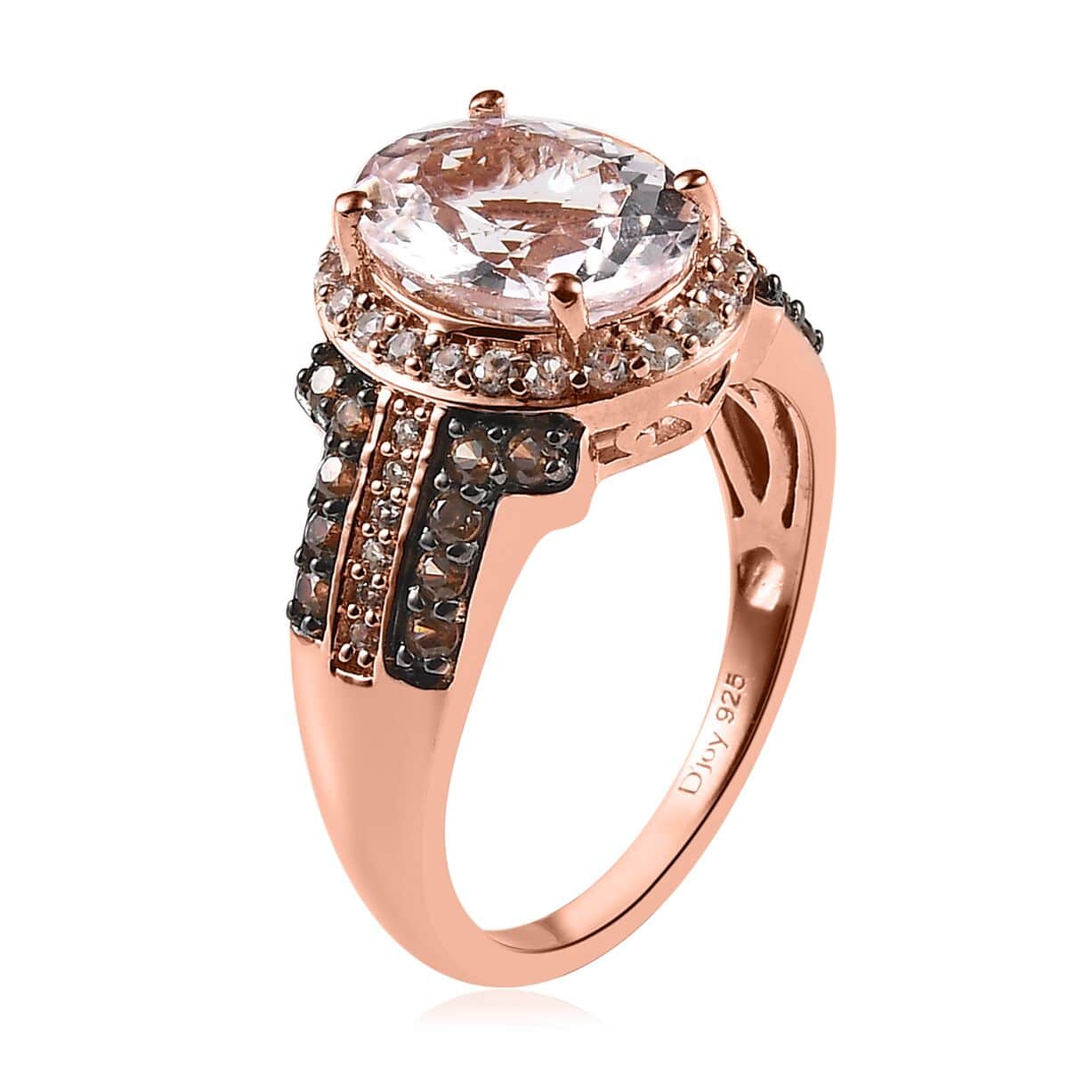 Pink Morganite, Champagne and White Zircon Ring in Vermeil Rose Gold Over Sterling Silver 3.15 ctw (Del. in 5-7 Days) image number 3