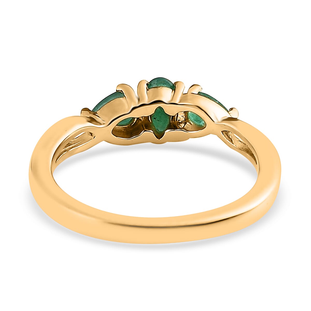 AAA Kagem Zambian Emerald 3 Stone Ring in Vermeil Yellow Gold Over Sterling Silver (Size 10.0) 0.50 ctw