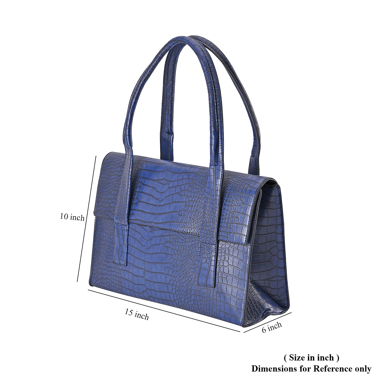 Buy Navy Croc Embossed Faux Leather Tote Bag at ShopLC.