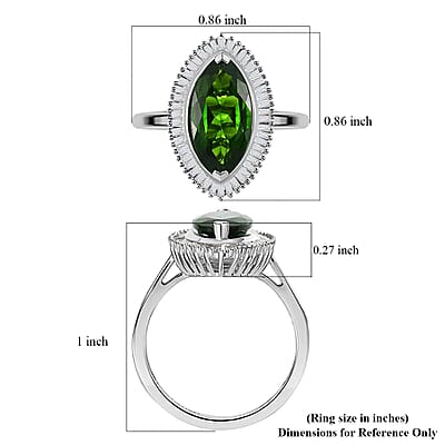 Luxoro 10K White Gold Premium Chrome Diopside and Diamond Halo Ring (Size 10.0) 2.85 ctw