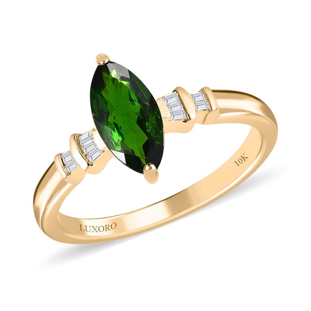 Luxoro 10K Yellow Gold Premium Chrome Diopside and Diamond Ring 1.15 ctw image number 0