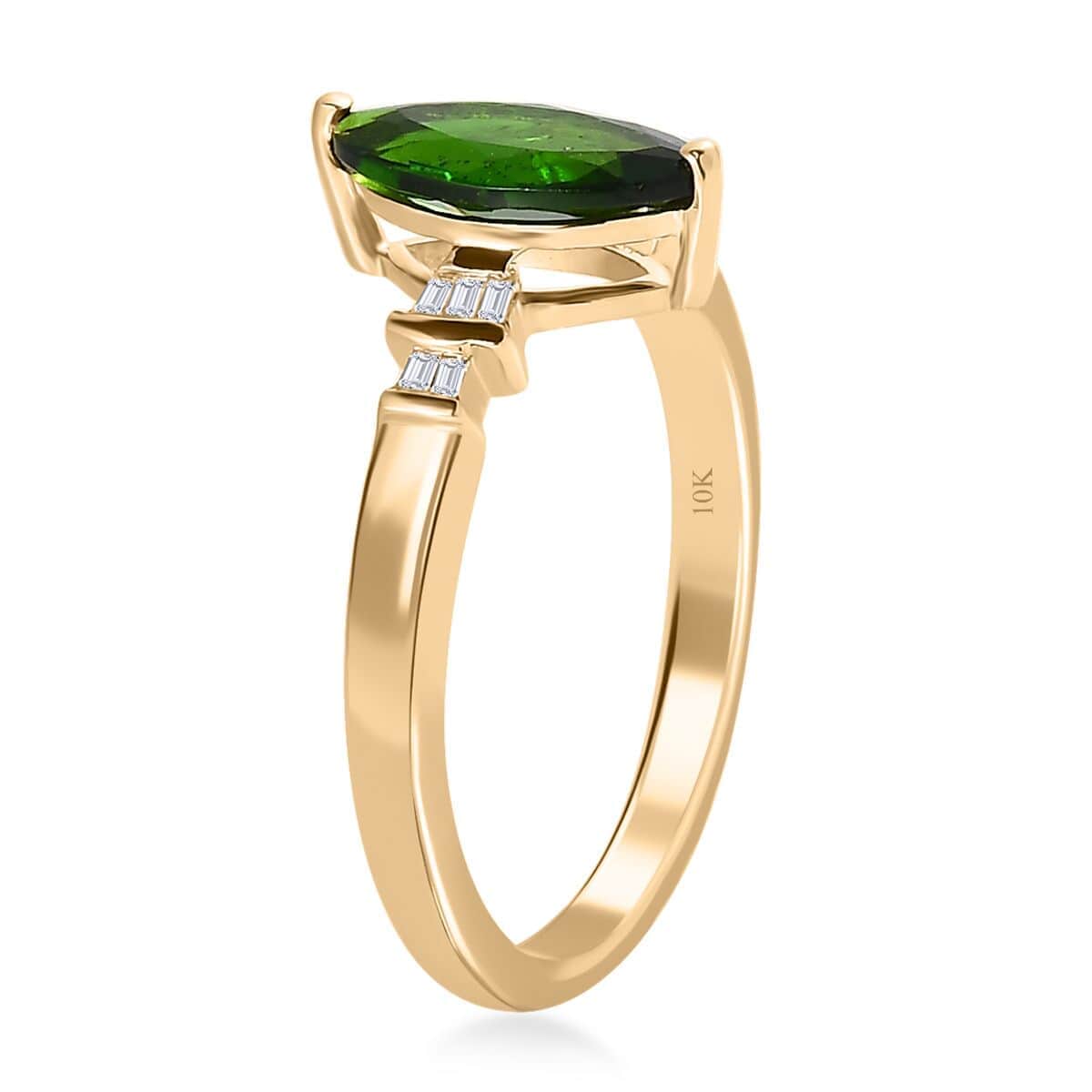 Luxoro 10K Yellow Gold Premium Chrome Diopside and Diamond Ring 1.15 ctw image number 3