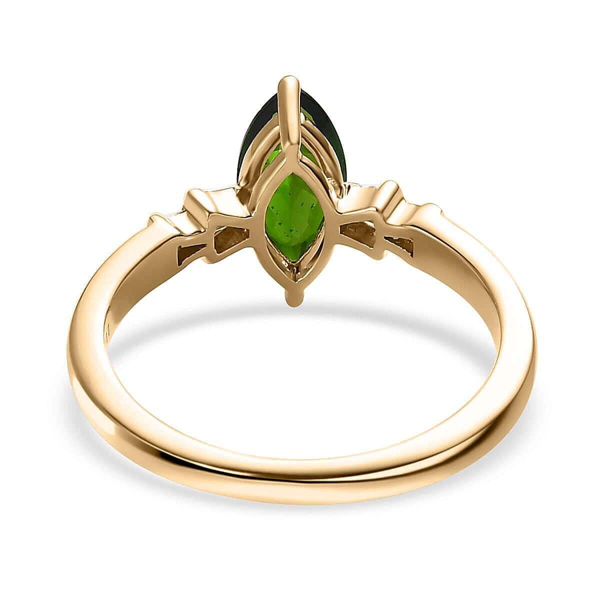 Luxoro 10K Yellow Gold Premium Chrome Diopside and Diamond Ring (Size 10.0) 1.15 ctw