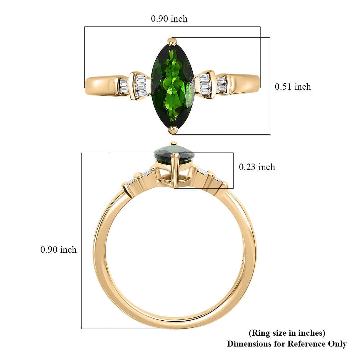Luxoro 10K Yellow Gold Premium Chrome Diopside and Diamond Ring (Size 10.0) 1.15 ctw