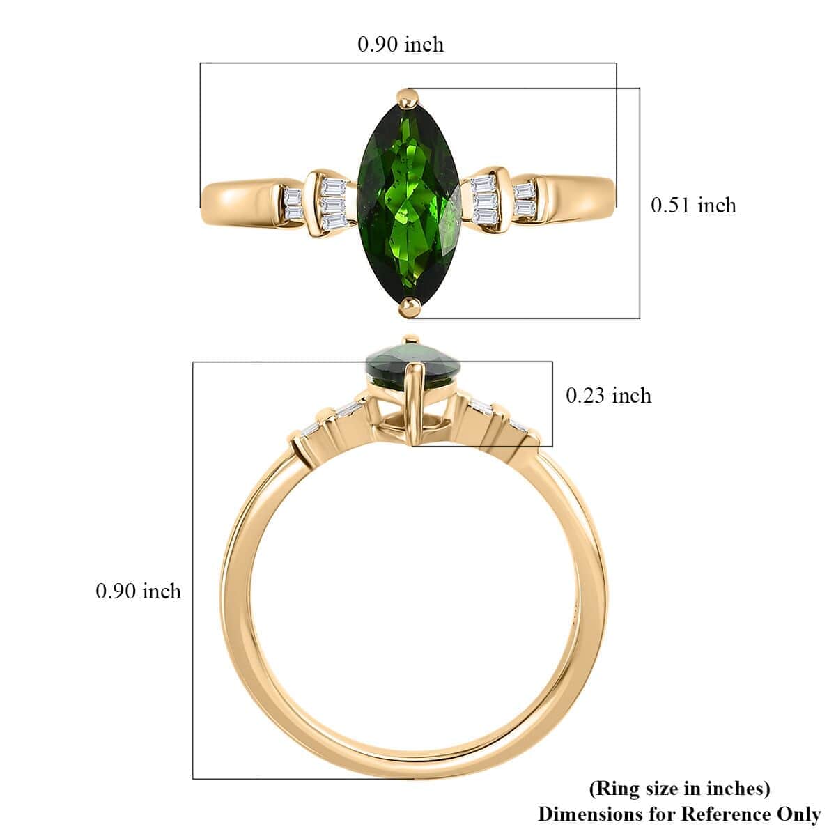 Luxoro 10K Yellow Gold Premium Chrome Diopside and Diamond Ring 1.15 ctw image number 5