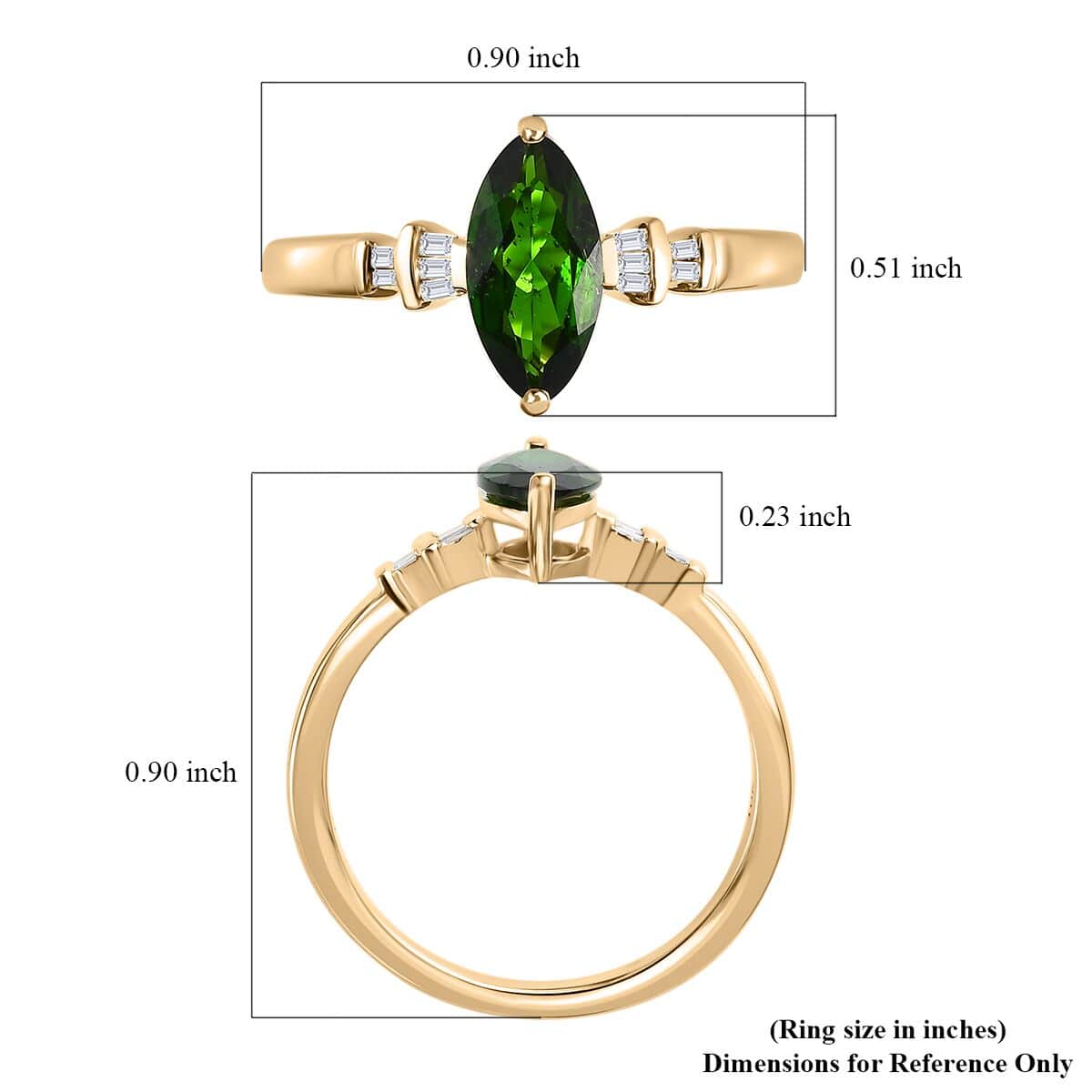 Luxoro 10K Yellow Gold Premium Chrome Diopside and Diamond Ring (Size 9.0) 1.15 ctw image number 5