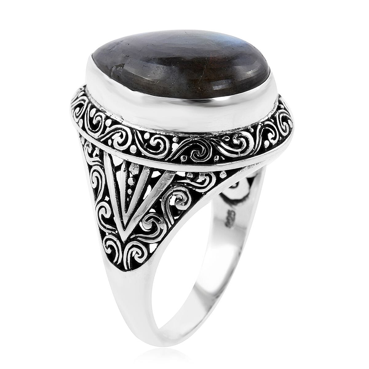 Bali Legacy Malagasy Labradorite Ring in Sterling Silver (Size 10.0) 13.50 ctw image number 3