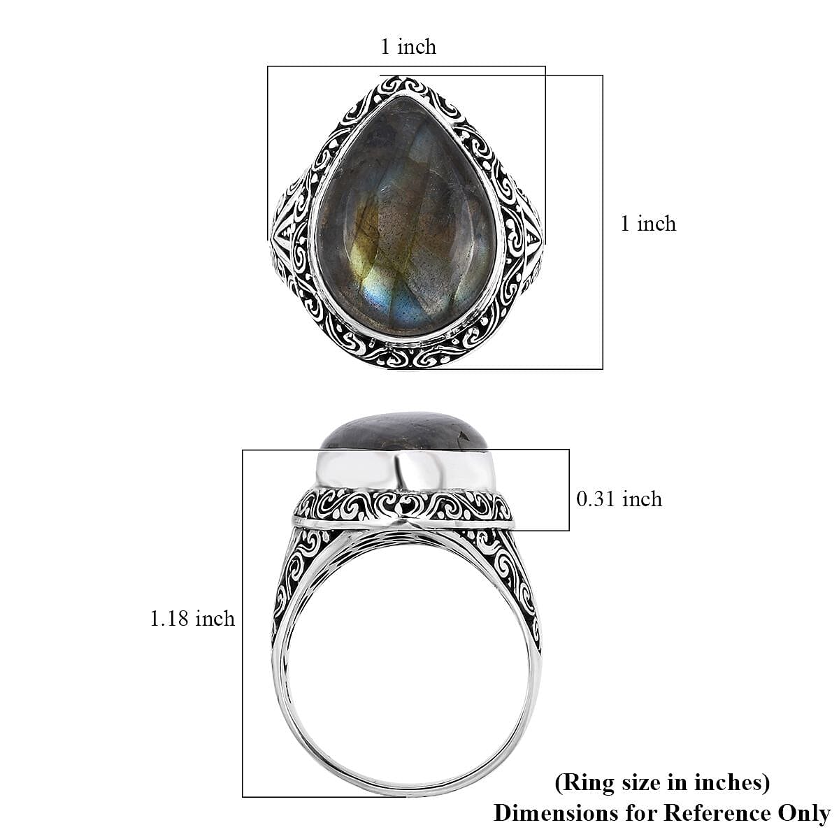 Bali Legacy Malagasy Labradorite Ring in Sterling Silver (Size 10.0) 13.50 ctw image number 5