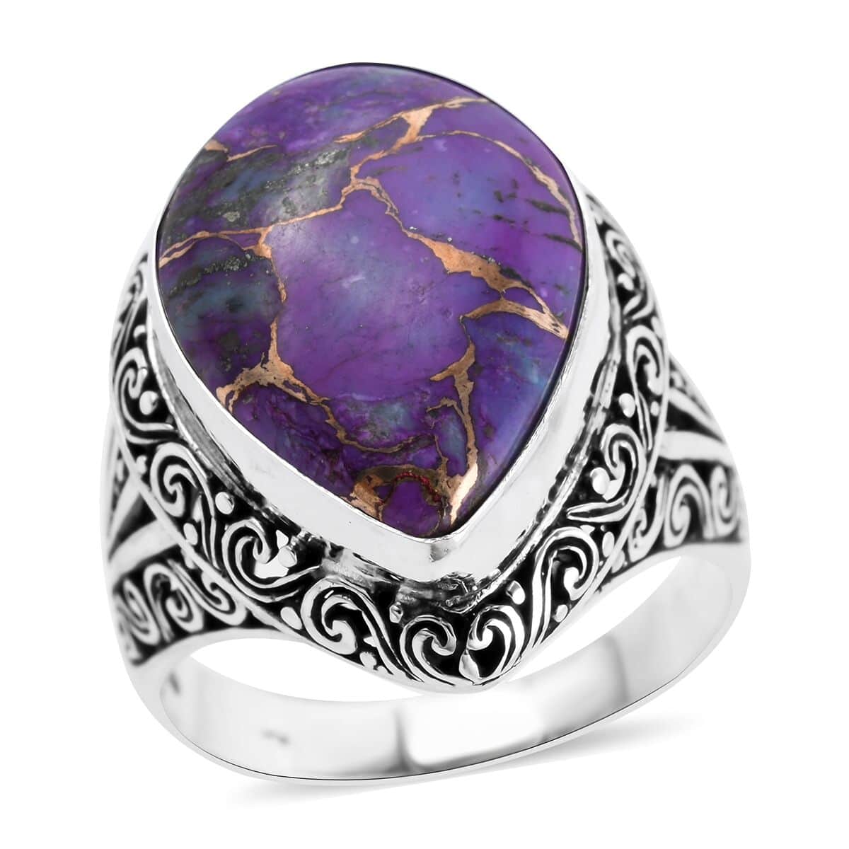 Bali Legacy Mojave Purple Turquoise Ring in Sterling Silver (Size 11.0) 15.10 ctw image number 0