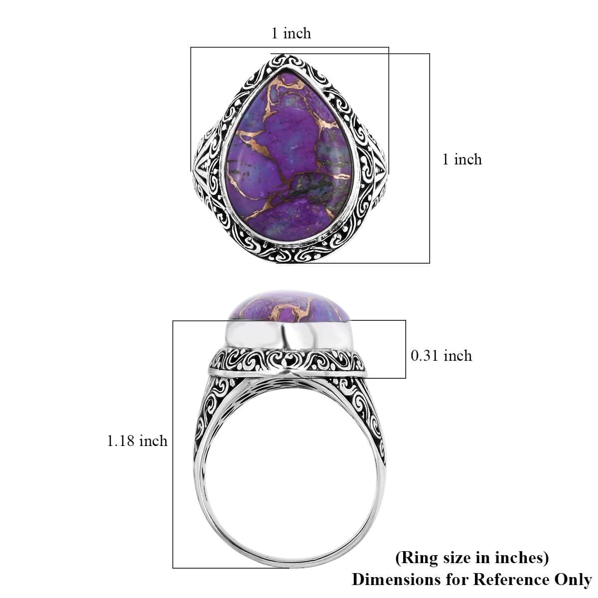 Bali Legacy Mojave Purple Turquoise Ring in Sterling Silver (Size 11.0) 15.10 ctw image number 5