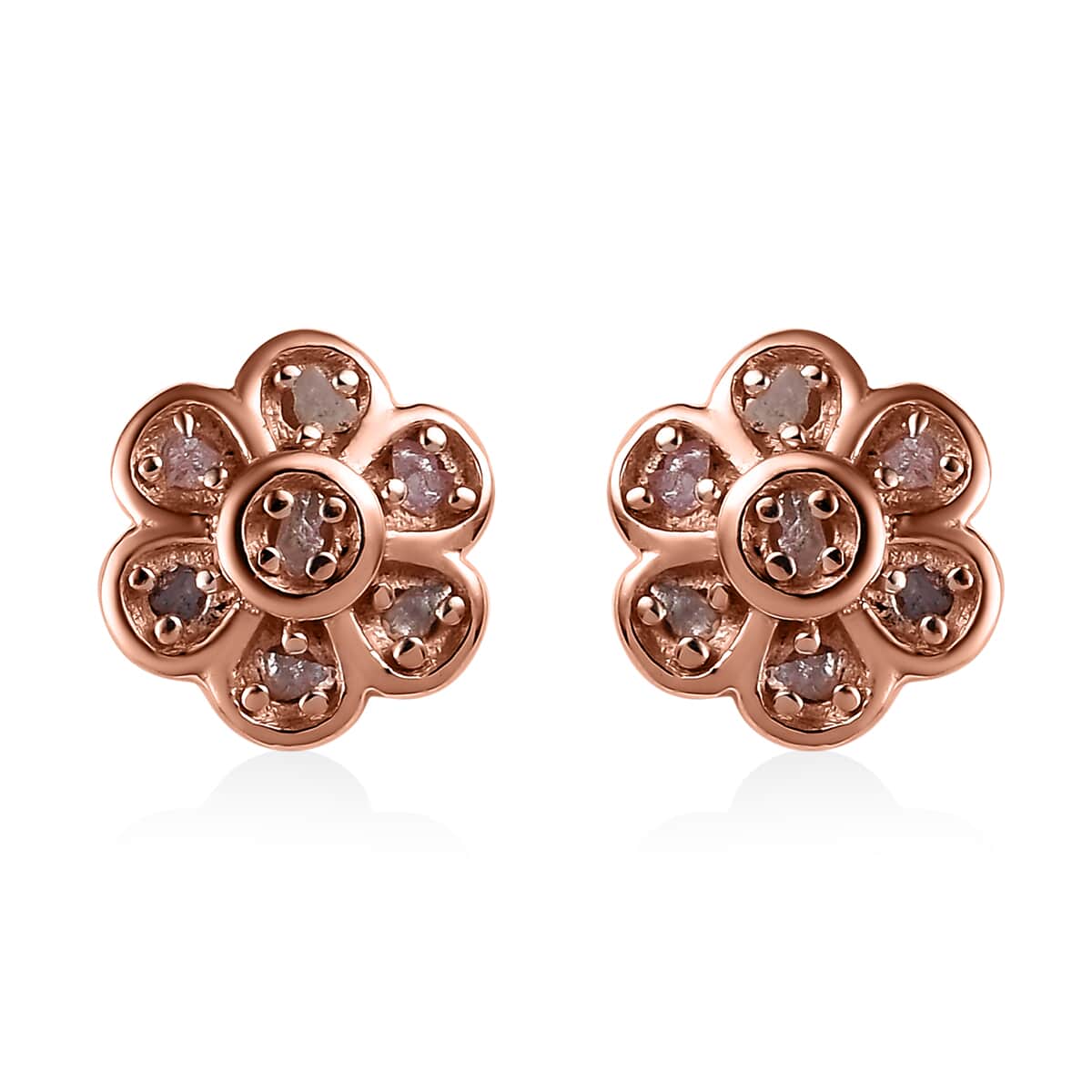 Buy Uncut Natural Pink Diamond Floral Stud Earrings in Vermeil Rose Gold  Over Sterling Silver 0.10 ctw at ShopLC.