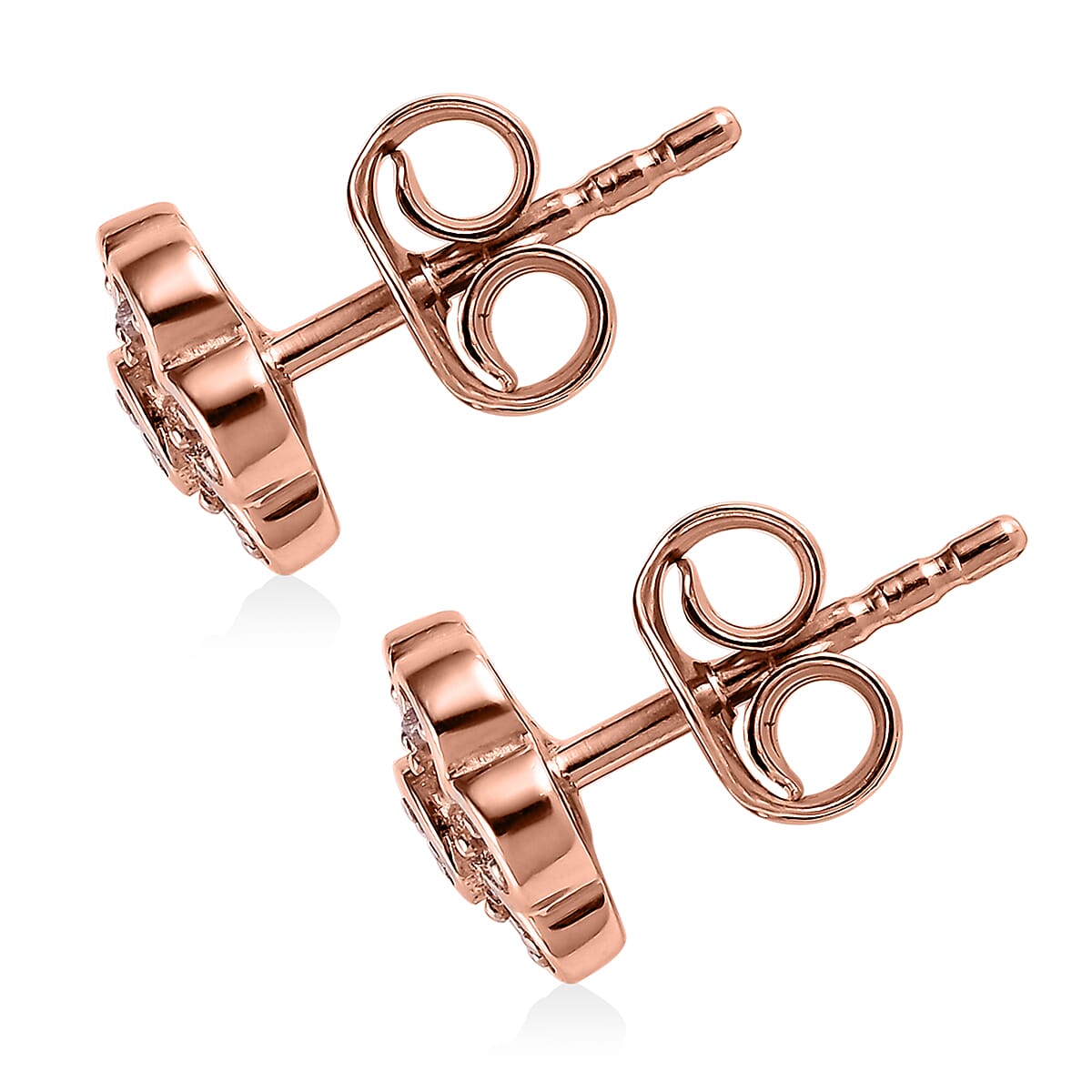 Uncut Natural Pink Diamond Floral Stud Earrings in Vermeil Rose Gold Over Sterling Silver 0.10 ctw image number 3