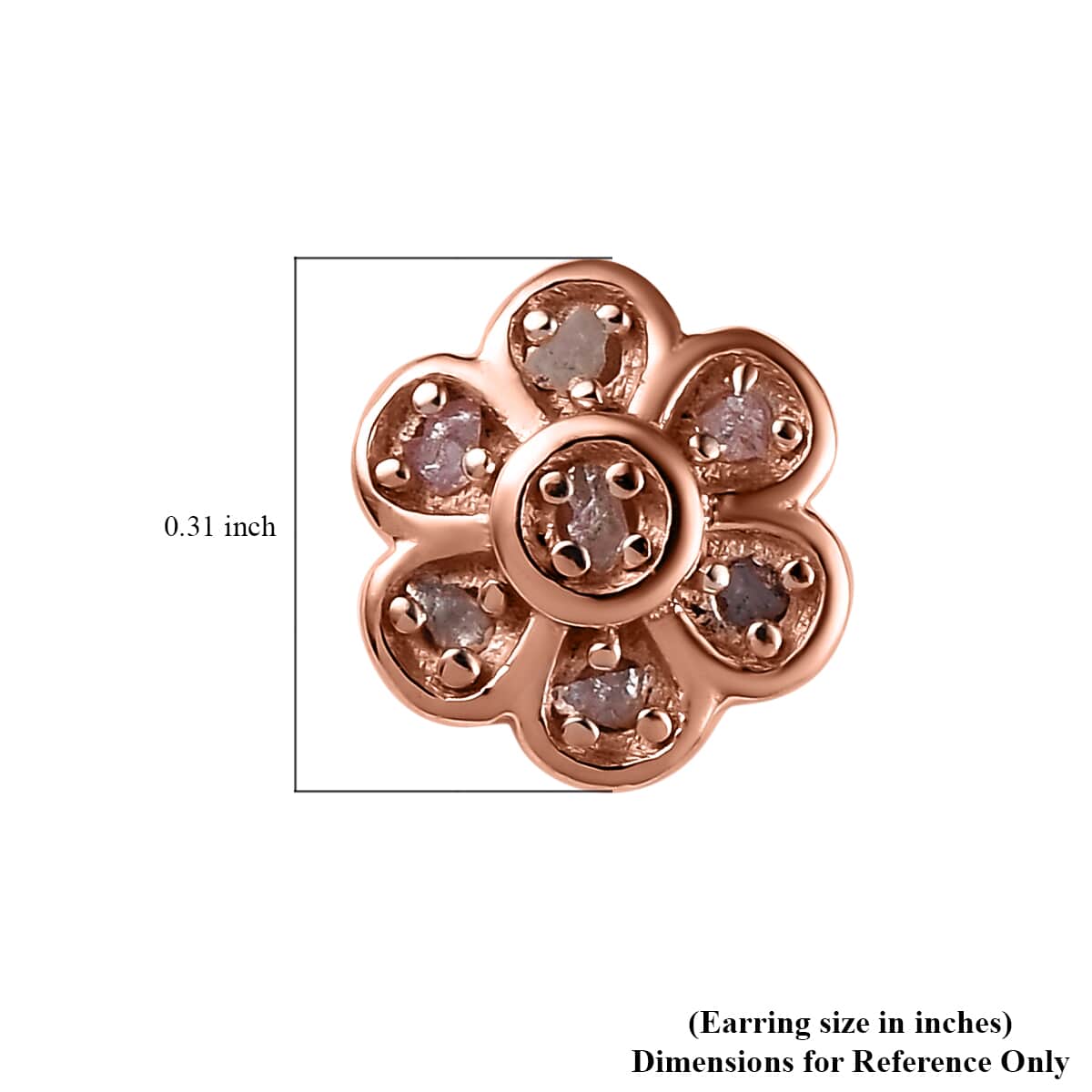 Buy Uncut Natural Pink Diamond Floral Stud Earrings in Vermeil Rose Gold  Over Sterling Silver 0.10 ctw at ShopLC.