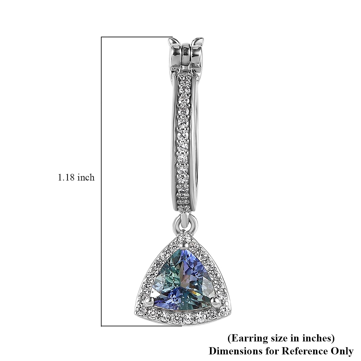Peacock Tanzanite and White Zircon Earrings in Platinum Over Sterling Silver 2.10 ctw