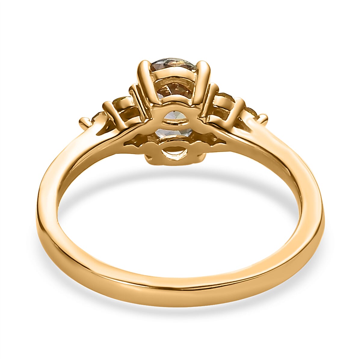 Green Tanzanite and Yellow Diamond Ring in Vermeil Yellow Gold Over Sterling Silver (Size 8.0) 1.00 ctw image number 4