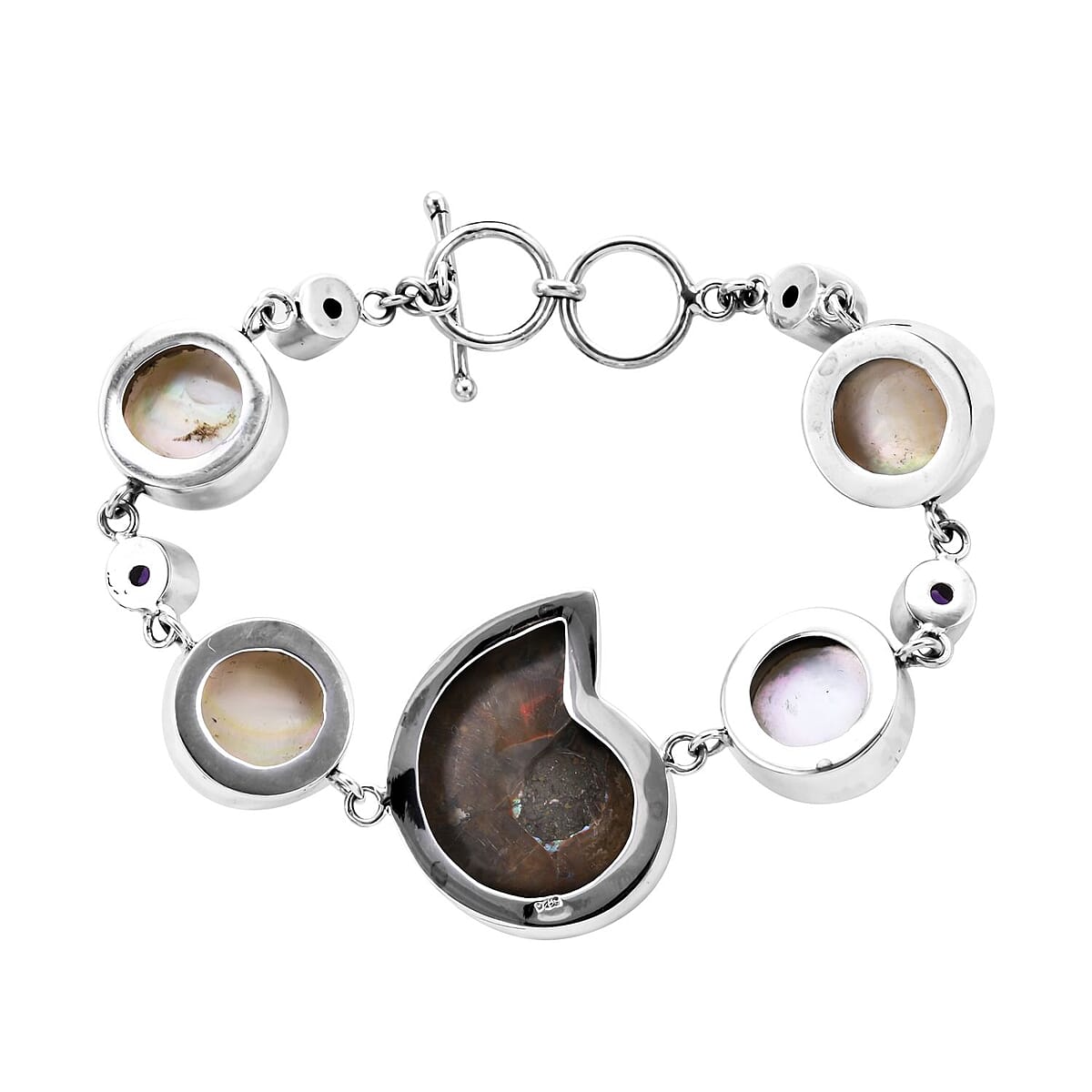 Bali Legacy Ammonite and Multi Gemstone Bracelet in Sterling Silver (7.25 In) 2.90 ctw image number 2