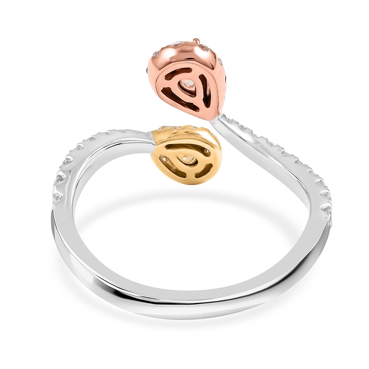 Modani 14K White Gold Natural Pink, Yellow and White Diamond (I1) 3-Tone Pear Shaped Ring (Size 6.0) (Del. 10-15 Days) 0.70 ctw image number 4