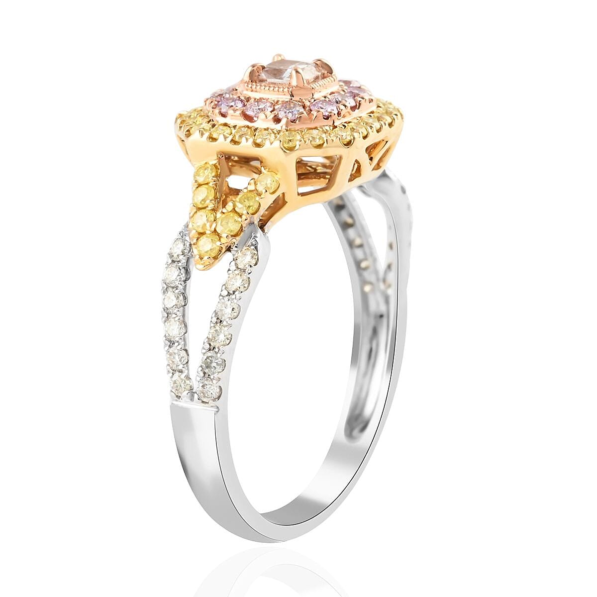 Ankur Treasure Chest Modani 14K White, Yellow and Rose Gold Natural Pink, Yellow and White Diamond Ring (Size 10.0) 0.75 ctw image number 3