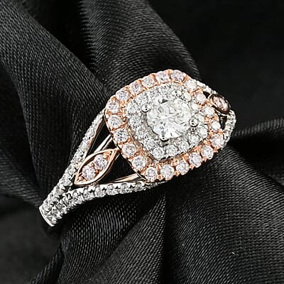 Ankur Treasure Chest Pink Perfection from Modani 18K White and Rose Gold Natural White and Pink Diamond (VS-G) Ring (Size 10.0) 0.75 ctw