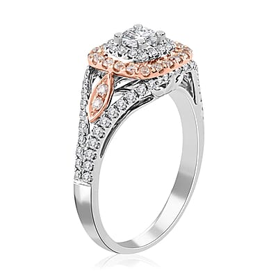 Ankur Treasure Chest Pink Perfection from Modani 18K White and Rose Gold Natural White and Pink Diamond (VS-G) Ring (Size 10.0) 0.75 ctw