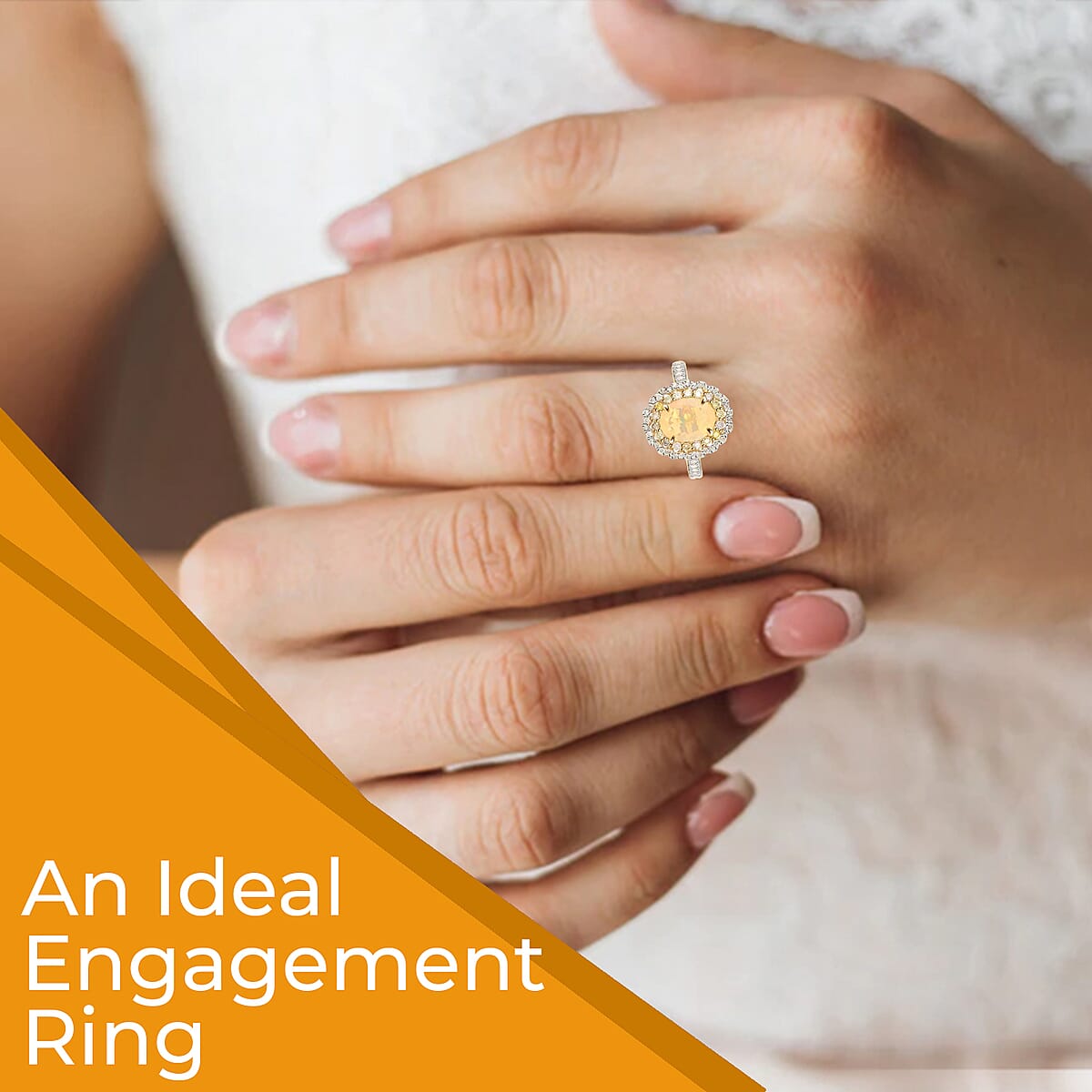 Ankur Treasure Chest Modani 14K Yellow Gold Ethiopian Welo Opal Ring ,Multi Color Diamond Accent Ring , Gold Ring , Floral Halo Ring 1.45 ctw image number 3