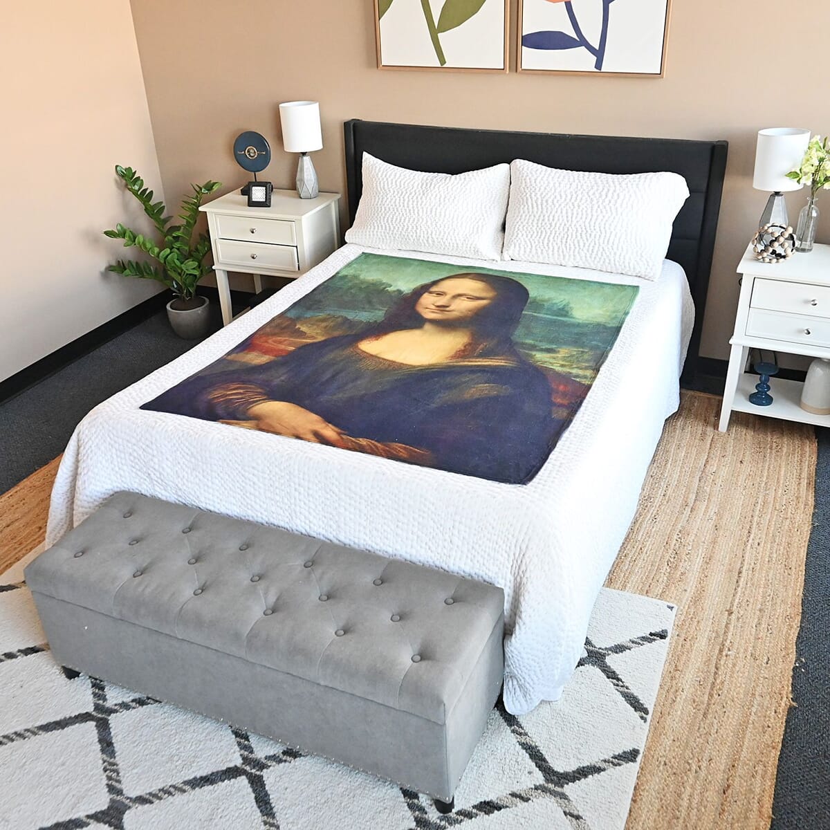 Seebo Super Soft Cozy Luxurious Mona Lisa Art Painting Throw Blanket image number 1