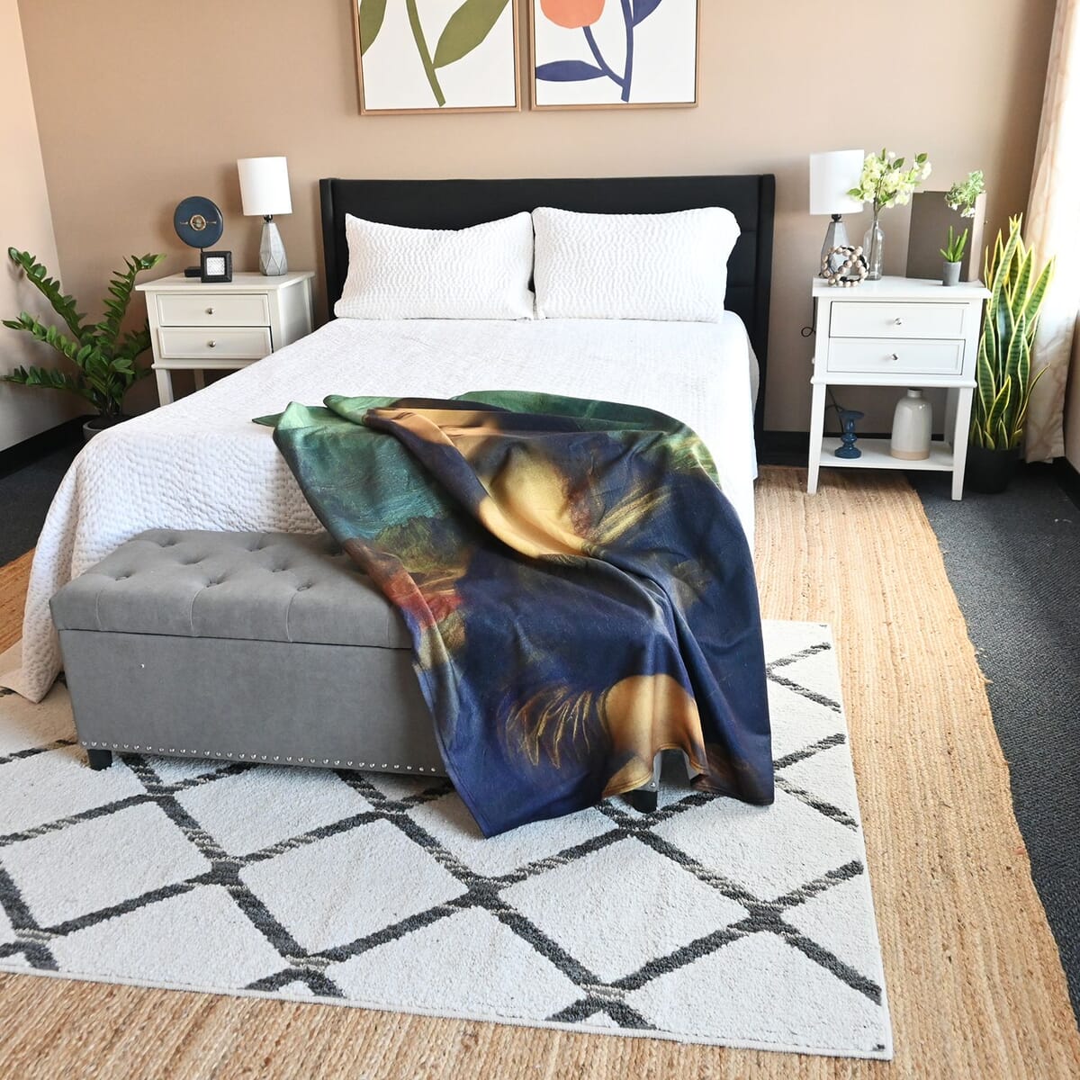 Seebo Super Soft Cozy Luxurious Mona Lisa Art Painting Throw Blanket image number 6