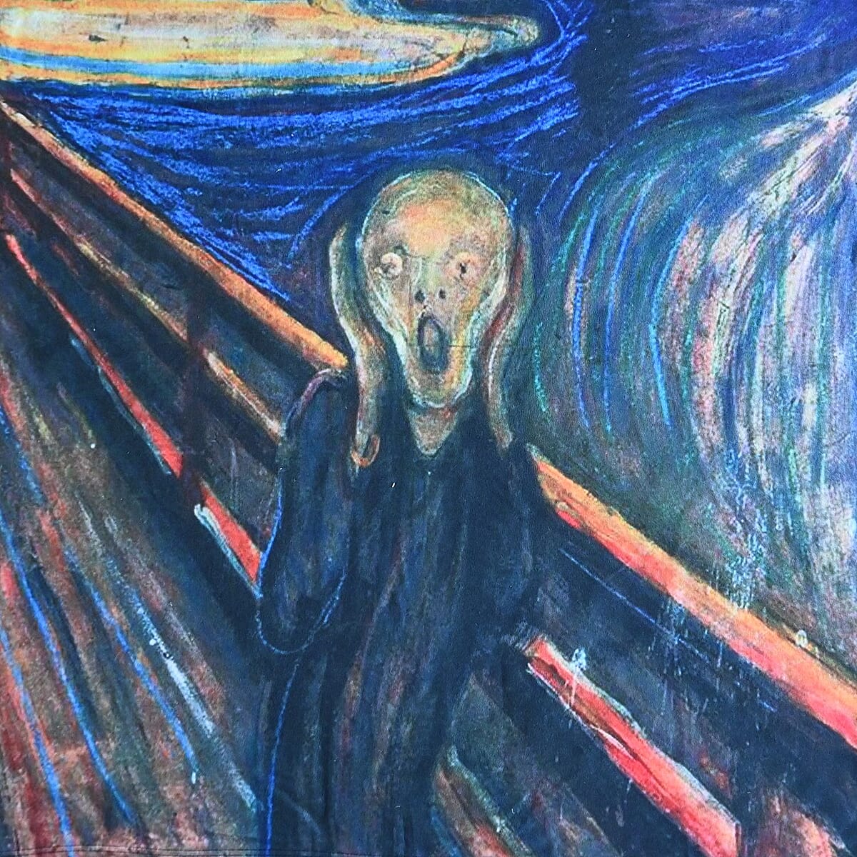 Seebo Super Soft Cozy Luxurious The Scream Art Painting Throw Blanket image number 4