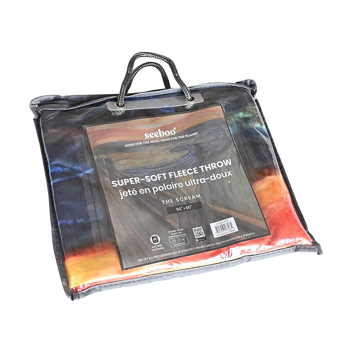 Seebo Super Soft Cozy Luxurious The Scream Art Painting Throw Blanket image number 5