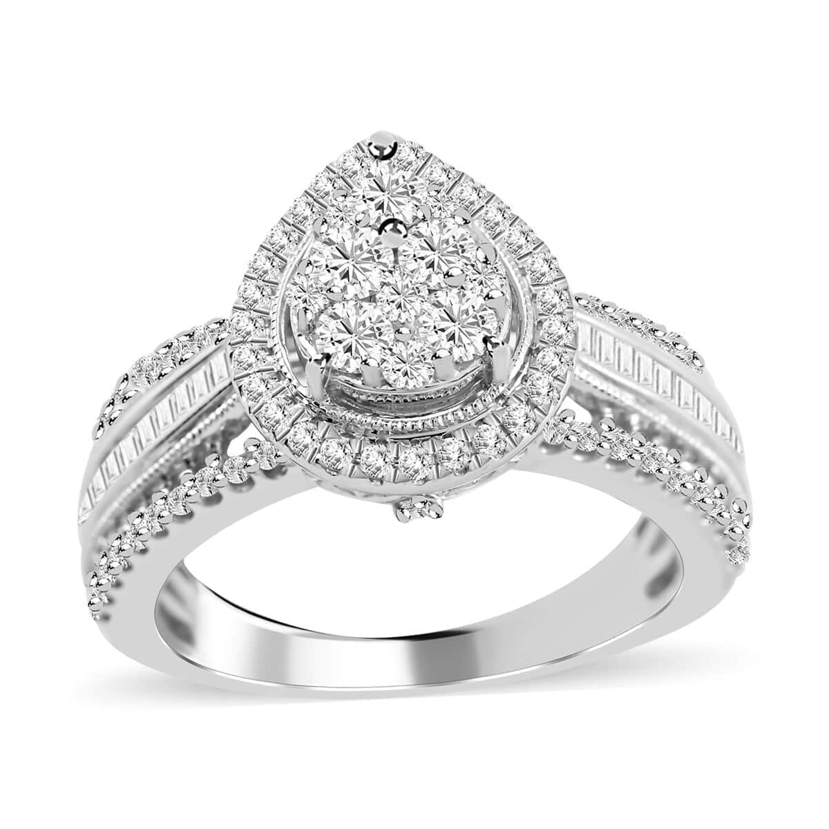 10K White Gold Diamond Bridal Ring (Size 7.0) 5 Grams 1.00 ctw image number 0